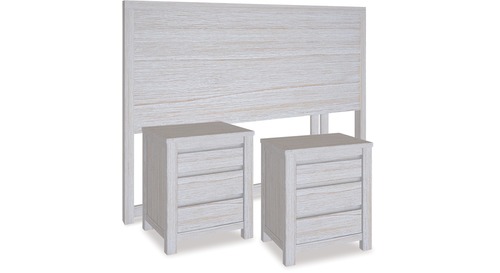 Coastal Queen/King Headboard & 3 Drawer Bedsides x 2 Coastal Queen/King Headboard & 3 Drawer Bedsides x 2